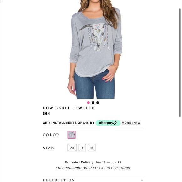 CHASER New Cow Skull Jeweled Burnout Top S - Picture 11 of 11